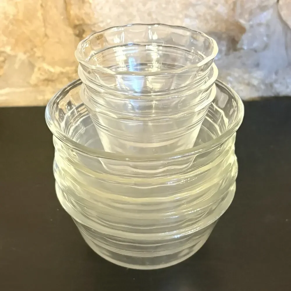 Vintage Pyrex 8 Custard Cups Dishes Scalloped Glass Dessert Bowls 464 & 462